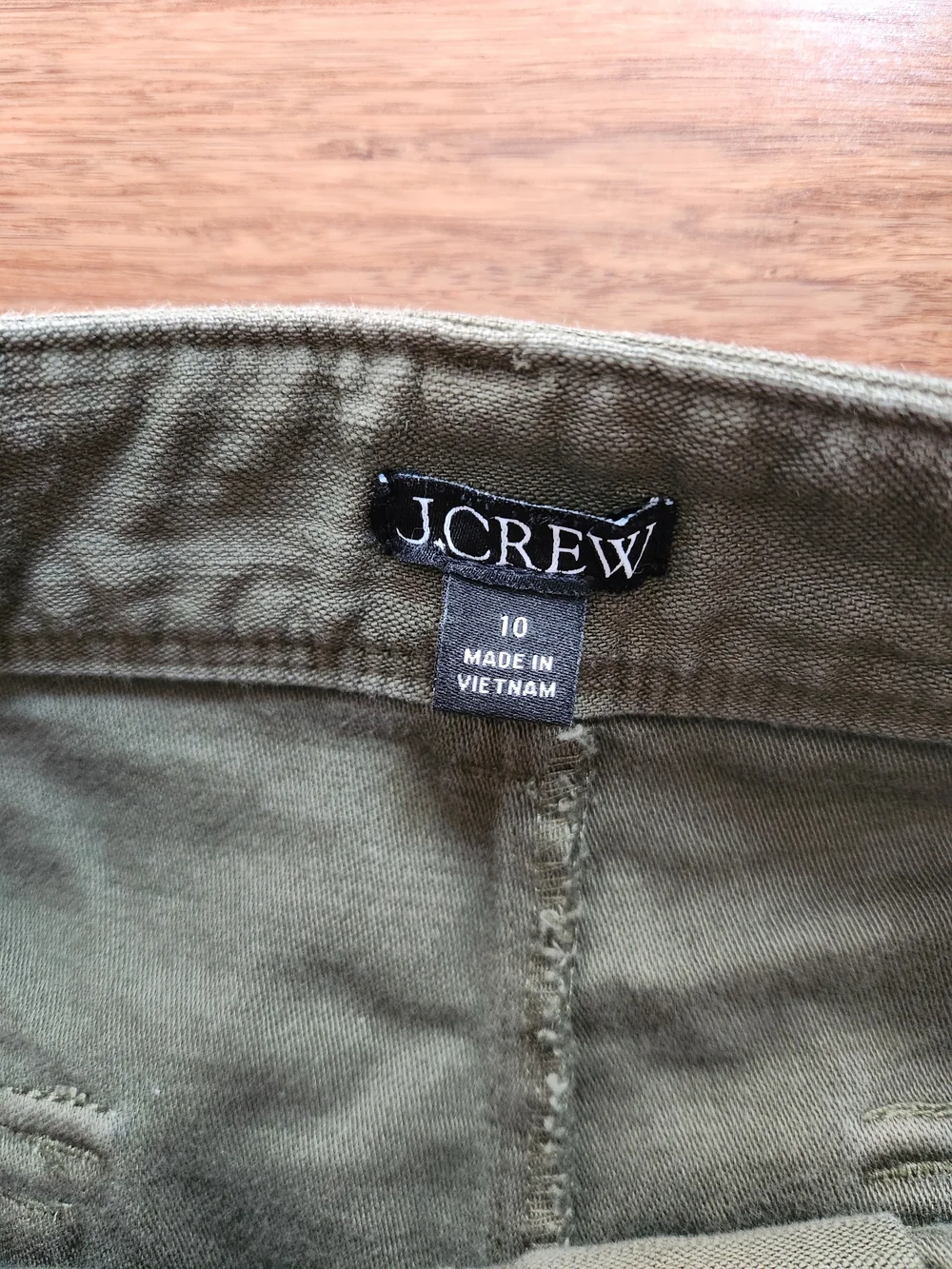 J. Crew Womens Olive Green Wide Leg Cargo Pants, Size 10